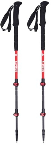 Alpinus - Wanderstöcke Faltbar Dhaulagiri NX11312, Walking Stöcke mit Klemmverstellung, Gehstock Maximale Länge: 62–135 cm, Trekkingstöcke mit Zubehör Inklusive, Wanderstock - Rot