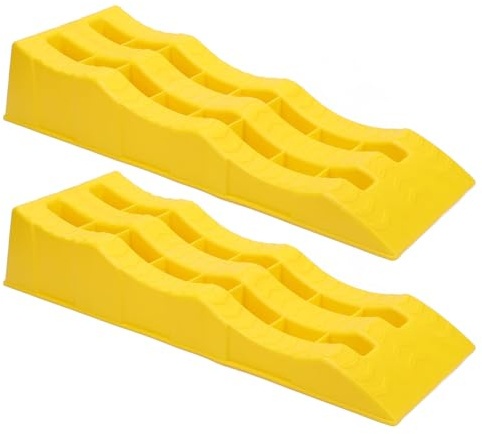 Fafeicy Automotive Leveling Ramp, Wheels 7716 Pounds HDPE Capacity for a Truck for a Travel Trailer (Yellow)