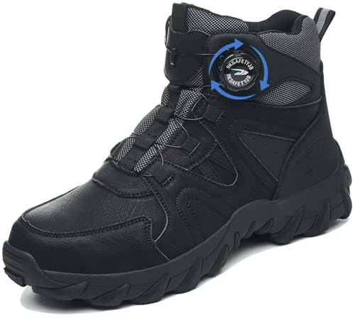GUDECIUS Scarpe Antinfortunistiche Uomo Donna Stivali di Sicurezza Scarpe da Lavoro Scarpe Sicurezza con Punta in Acciaio Traspiranti Antiscivolo Nero 44 EU