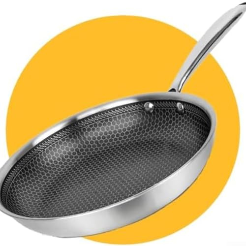 Padella antiaderante da 30 cm in acciaio inossidabile con rivestimento antiaderante per nido d'ape, resistente ai graffi, per superficie, rivestimento privo di PFAS, compatibile con induzione, gas e