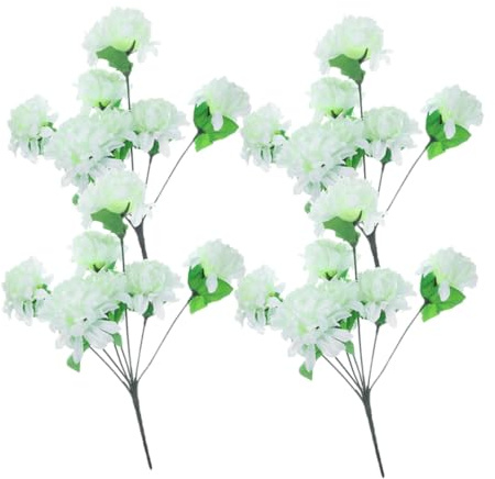 Veemoon Künstliche Grabchrysantheme 4 Stück-Bund aus Seide und Kunststoff | Weiß, Realistische Ausführung, für Friedhof und Grabstätte, Langlebig und Detailgetreu