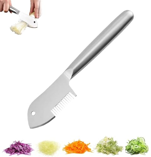 Stainless Steel Multi-Purpose Julienne Peeler, 2 in 1 Kitchen Shredder for Veggies, Quick & Easy Kitchen Shredder Tool, Comfortable Handle & Hanging Hole, for Fruit, Potatoes, Carrot, Cucumber (1pcs)
