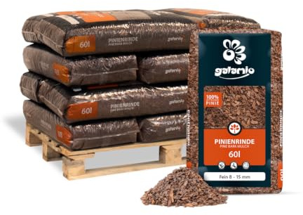 GALAMIO Rindenmulch Pinie Fein 8-15 mm 720 L (12 x 60 L) 1 Palette | Unbehandelter, natürlicher Bodenschutz