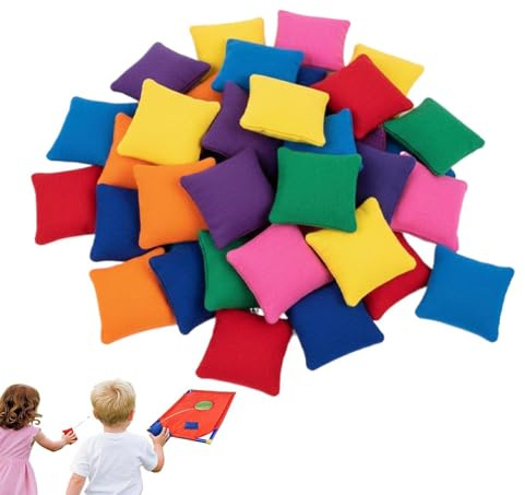 Färgglada Kastärtpåsar Färgglada Mini Ca 5,0 x 5,5 cm Fyrkantiga, Set Om 20 | Mini Bönpåsar för Skolan, familjesammankomster, karnevaler, kasttävlingar och