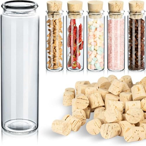 Tuuters Glas Reagenzglas mit Korken 25 Stück (40 x Ø19mm) Glasröhrchen | 1,9cm Ø kleine Flachbodengläser zum Befüllen: Gläschen mit Korkverschluss für Gastgeschenke Hochzeit, Gewürze und Salz