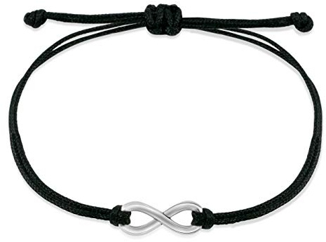 Nuoli® Armband Unendlichkeitszeichen Silber (bis 20cm verstellbar) Infinity Armband aus Stoff für Damen & Mädchen