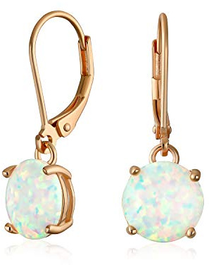Klassische Edelstein-Kreis-Solitär Feuer Orange Pink Blau Weiß Opal Dangle Lever Back Ohrringe für Frauen Teenager .925 Sterling Silber Oktober Geburtsstein