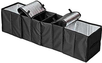 Ergocar Kofferraum Organizer 600D Oxford Aufbewahrungstasche Multitasche Rücksitz Organizer Auto Kofferraum-Tasche Super Lang Version für Auto/LKW/SUV (Schwarz)