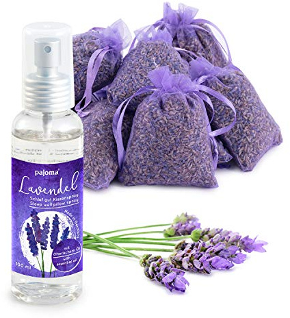 pajoma 10 Lavendelsäckchen Plus 100% naturreines ätherisches Kissenspray Lavendelbeutel Sachets