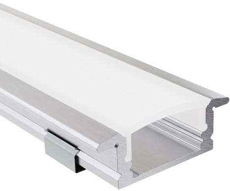 Alumino | LED Aluminiumprofil Eloxiert | 150 cm | Einbauprofil | Opale Abdeckung | für 16 mm LED-Streifen | kompatibel mit Philips Hue | 1,5m | Ems
