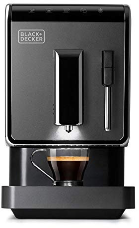 BLACK+DECKER BXCO1470E - Kaffeevollautomat, 1.470W, Touchscreen-Bedienfeld, Personalisierbare Kaffeeoptionen, Abnehmbare Kaffeeausgabe, Sofort gemahlener Kaffee, Schwarz