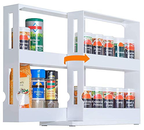 UHAPEER - Estantería de especias giratoria, plástica, extensible, para cocina, cuarto de baño, encimera