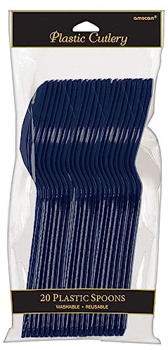 Vibrant True Navy Plastic Spoons (Pack Of 20) - Eco-Friendly, Durable & Eye-catching, Perfect For Parties & Events