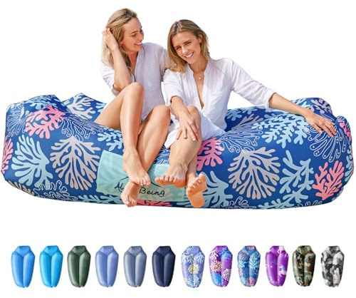 AlphaBeing Aufblasbare Liege, Strandkorbzubehör, Luftsofa, Hängematte, Aufblasbare Couch für Camping, Hinterhof oder See mit Kompressionskammern, Ideale Outdoor-Geschenke für Erwachsene