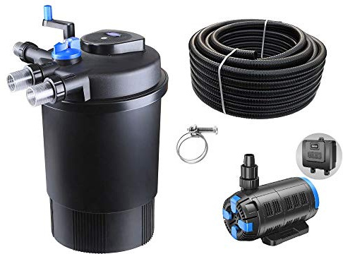 AquaOne Teich Filteranlage Set Nr.47 CPF 30000 Druckfilter 37-180W regelbare Eco Teichpumpe Teichgröße bis 60000l Teichschlauch