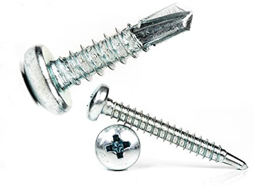 3.5mm x 16mm Self Drilling Pan Head Screws Steel Self Tapping Screws for Metal Sheets Roofing Windows (Pack of 50) F12D