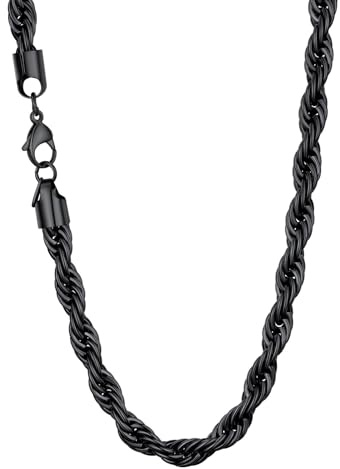 U7 Halsband Män Kvinnor Kedja Mesh Flätat Rep, 3/6/9 mm Bredd Kedja Halsband Män Stål, 46-76cm Längd Kedjekedja Halsband Silver/Svart/Guld Man Pojke, rostfritt stål Rostfritt stål Guld, Guld