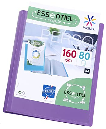 Viquel - A4 Sichtbuch mit 160 Hüllen - Individuelle Bindung - Glatte Klarsichthüllen - Recycled Essential - Lila