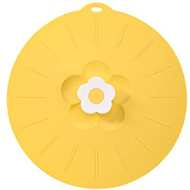 BestAlice Flowers Silicone Lid For Food Storage And Cooking, 20cm Silicone Lids For Bowls And Food Covers, Silicone Fresh Lid For Pots And Pans, Yellow