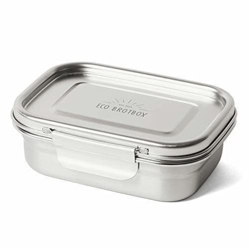 ECO Brotbox Yumi M - Brotdose mit Fächern 700ml mit Gummiband- Lunchbox aus Edelstahl Quadratisch- BPA-frei und auslaufsicher - spülmaschinenfeste Vesperbox