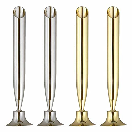 4 Stück Stifthalter für den Schreibtisch, Metall, Stiftehalter, Ständer, drehbarer Stift-Trichter, Basis für Zuhause, Schule, Büro, Hotel (Silber und Gold)