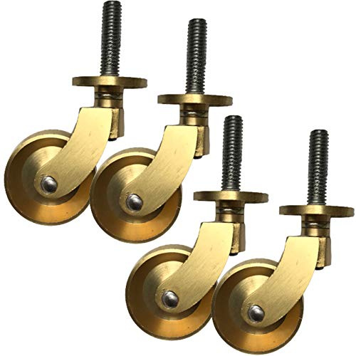 BICIBO 4 x hochwertige Massive Messingrollen Rollen mit 1,25 Zoll – Möbelrollen aus poliertem Messing,M8-Schraubenschaft,antike Vintage-Lenkrolle,für Retro-Möbel,Klavierfüße,Sofas