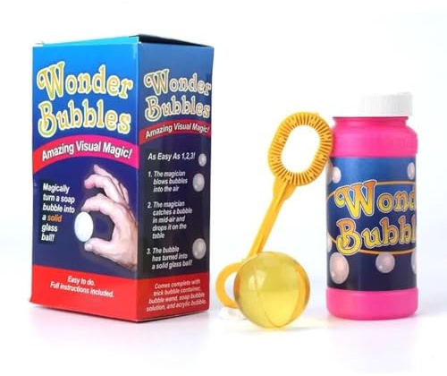 MilesMagic Magician’s Wonder Bubbles Gimmick | Visually Turn Soap Bubble Into Solid Glass Ball Illusion | for Real Close Up Street or Stage Magic Trick, Yellow