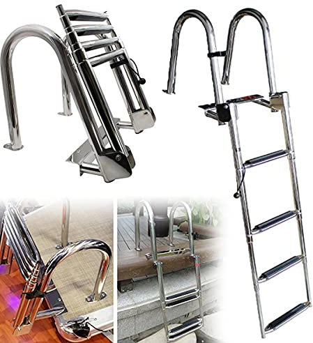 FENGSSLL scaletta Barca Scala Telescopica per Barca, caletta per Piscina Barche 4 Gradini da Bagno/Ponte Barca