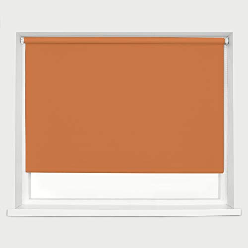 Burnt Orange Made To Measure Blackout Roller Blinds Custom Size Thermal Blackout Material Metal Brackets & FIttings 25mm Roller Tube Easy Fit Child Safe Bedroom Office 90cm Width x 160cm Length