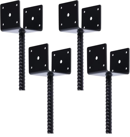 XYADX Concrete Fence Post Base 4x4 inches 4 Pack, Fence Post Anchor Holder Pergola Brackets