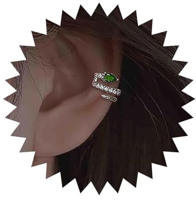 Inateannal Vintage Crystal Snake Cuff Orecchini Argento - Wrap Crawler Climber Smeraldo Serpent Ear Gioielli Per Donne E Ragazze