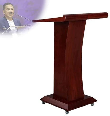 Rednerpult Einfache Rednerpulte, Holz-Konferenztisch, Podiumsständer mit Rollen und 2 offenen Staufächern, Stehpult, modernes Rollpult Mode