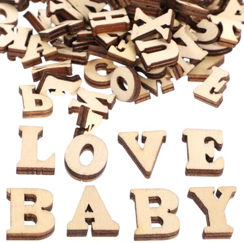 MAGICLULU 100 Stück Kleine Holzbuchstaben 0.59 Zoll Unbehandelte Holzscheiben Für Diy Bastelprojekte Kinder Lernspielzeug Alphabet Deko Holzverzierungen