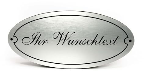 Dekolando Beschriftung Schild personalisiert Wunschtext oval Türschild Silbergrau graviert selbstklebend Kunststoff wetterfest (Silbergrau)