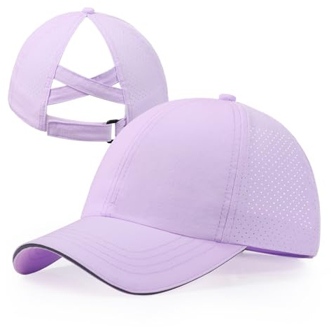 BAOPLAYKIDS Girls Criss Cross Ponytail Hat Mesh Baseball Cap Kids Quick Dry Hats Outdoor Summer Sports Hat Ponycap Age 7-12 Purple