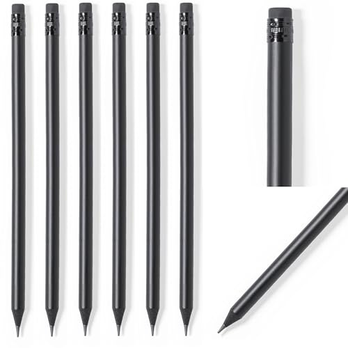 noTrash2003 5 bis 100 Stück matt schwarze Bleistifte Holzbleistifte mit Radiergummi Black Edition HB, vorgespitzt, 19 cm Länge Sparpack Nachhaltig (Modern, 50, stück)
