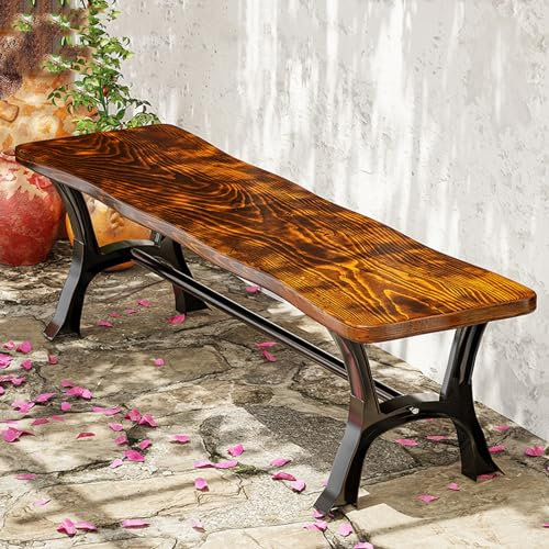 LUVEQLSIT Outdoor-Holzbank für Garten Terrassenmöbel, wetterfeste Gartenbank, Sitzbank Bank, Sitzauflagen Yard-Veranda-Pfad Yard Rasen Dekor Deck Möbel (Color : with backrest, Size : 150cm/59in)