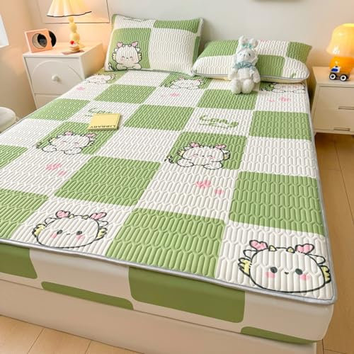 FOREPOTY Weiches und Bequemes Spannbetttuch,Coole Sommerbettwäsche aus Latex, Matratzenschoner mit Cartoon-Aufdruck für Kinderzimmer, Bettbezug für Kinderzimmer, Dinosaurier 1.200 x 220 cm (3 Stück)