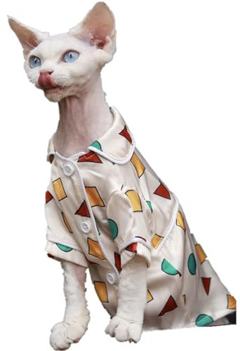 HONGSUO Sphynx-Katzenkleidung Devon/haarlose Katze Sommer-Seidenpyjamas Klimatisierte Kleidung Ist Kühl Und Bequem,Pyjama,XXL-