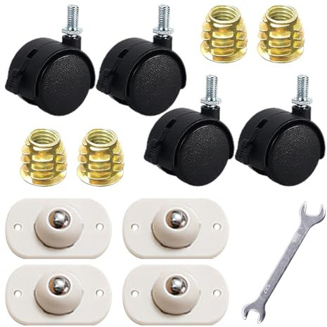 4 Ruedas Universales Con Freno, 4 Poleas De Bolas, 4 Tuercas Trapezoidales, 1 Llave Pequeña De Doble Apertura, Ruedas Universales, Poleas Secadoras, Rodillos De Nailon