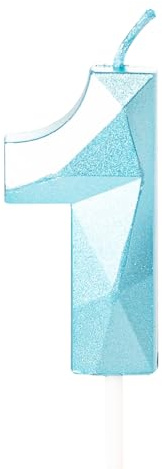 Kerze zum 1. Geburtstag, für Kuchen, Zahl 1, Blau