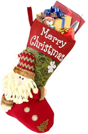 Wenearn Weihnachtsstrumpf Groß,[3D & 47cm],Nikolausstiefel Personalisiert,Weihnachtssocken Kamin Geschenktasche Nikolaussocke Zum Aufhängen,Befüllen,Weihnachtsdeko für Familie,Kinder und Freunde