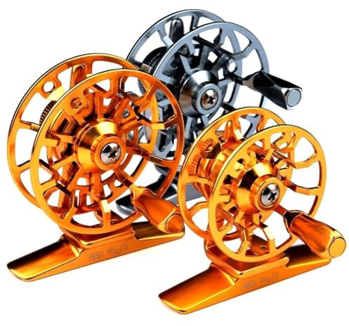 GBSONGLIANGBO Fliegenrolle,Fliegenfischen Rolle Fischen Reel Gold/Silber Fly Spule 45g Schwungrad Durchmesser 55mm(HI55R-Silver)