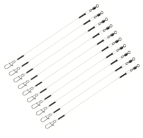 URTERYSER Línea líder de pesca de fluorocarbono con pivotes, 40 cm, hilo único, material de fluorocarbono, prueba de 30 libras, ideal para pesca en agua dulce y salada