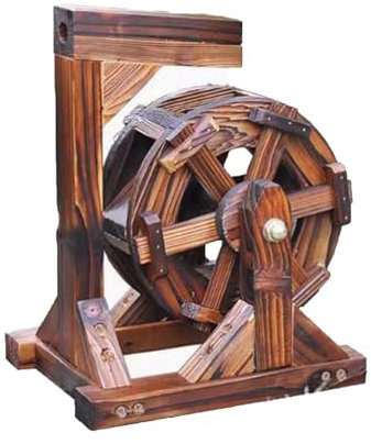 Holz-Wasserradbrunnen, Freistehender Wasserradbrunnen, Poolzirkulation, Wasserradbrunnen for Gartenterrasse, Teichpool, for Garten, Hinterhof, Teich(30cm/11.8inch)