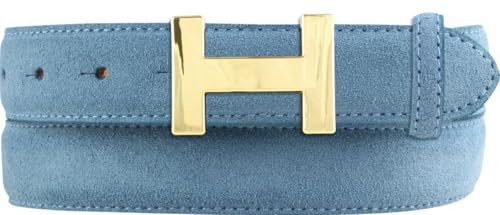 BELTINGER Damen-Gürtel HELEN aus Veloursleder 3,0 cm | Velour-Ledergürtel für Damen 30mm | Wildleder-Gürtel mit gold, glänzender Gürtelschließe