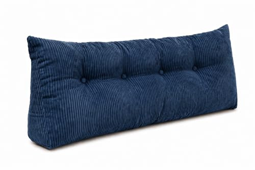 chilly pilley® Stützkissen Cord Rückenkissen Lesekissen Bettkissen Wandkissen Keilkissen Bettstützkissen viele Farben, 100x50x20 (Dunkelblau)