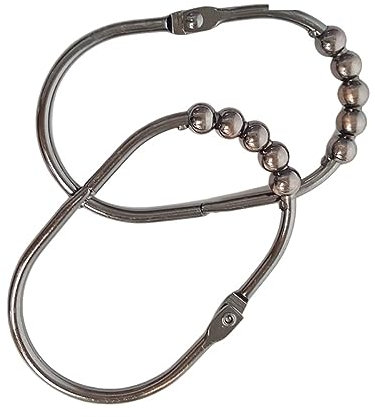 Warmhm 12stücke Duschvorhanghaken Aus Edelstahl Pro Satz Breit Mit Haken Für Badezimmer-duschstangen Rostfrei Geeignet Für Gerade Oder Gebogene Stangen
