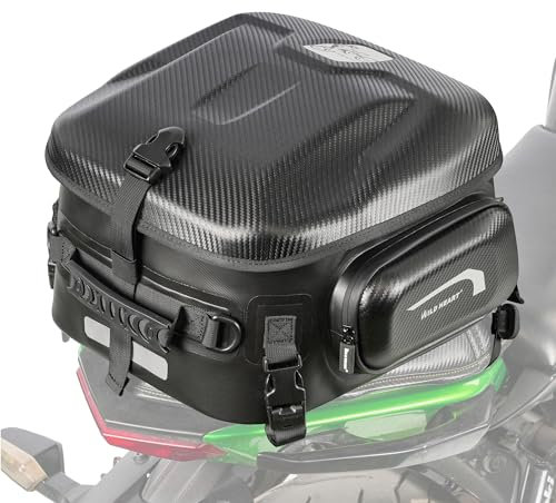 WILD HEART Bolsa trasera para moto, rígida, con capacidad ampliable, 24 l - 34 l, resistente al agua, resistente al desgaste, mantiene el casco trasero