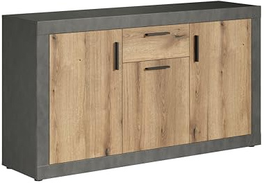 Sideboard Salvada Matera / Coast Evoke Eiche · B 149 x H 83 cm | B 149 x H 83 x T 40 cm · Vollauszug · 3 Türen, 1 Schublade, 3 Einlegeböden